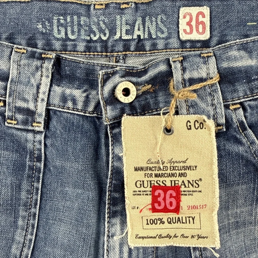 Guess Jeans Mens 36 Medium Wash Wide Leg Baggy Utility Denim NEW